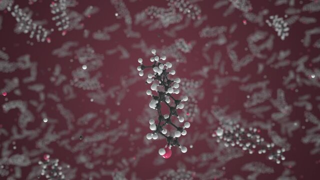 Cholesterol molecule made with balls, scientific molecular model. Chemical looping 3d animation