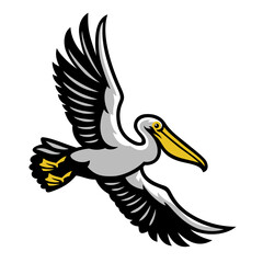 Pelican bird flying mascot