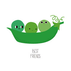 Funny kids graphic with lettering. Best friends. Vector hand drawn illustration.
