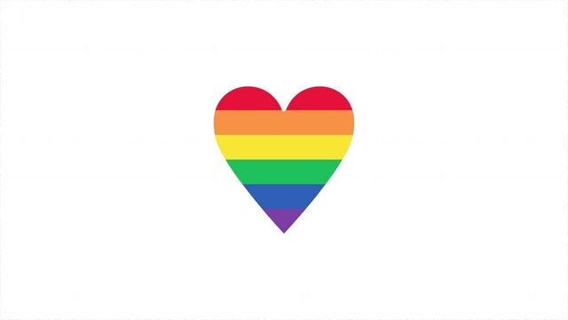 ドキンと動く虹色のハート：LGBT・LGBTQ、Tolerance、多様性のイメージ動画素材