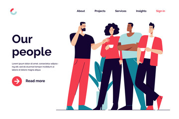 Business concept flat style outline vector illustration on the subject of teamwork, collaboration, coworking. Editable stroke