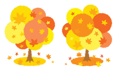 2本の秋の紅葉の木