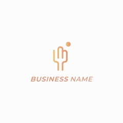 Obraz premium design logo creative line cactus