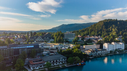 Naklejka premium Aerial view of the city of Bled in Slovenia.