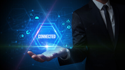 Man hand holding social inscription