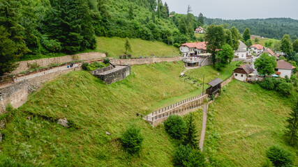 View of the surroundings around Predjama Castle.