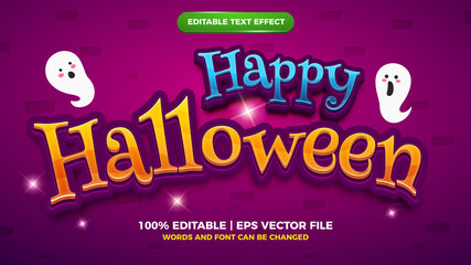Editable text effect - Happy Halloween comic cartoon game template style