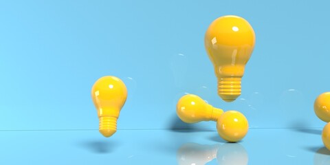 Scattered light bulbs - 3D render