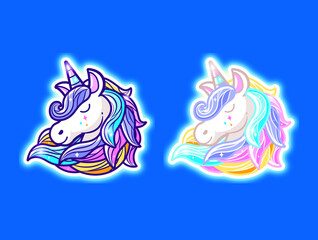 Cartoon lovely unicorn logo vector