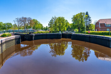 Fototapeta premium Kesselschleuse, Emden, Niedersachsen, Deutschland 