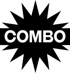 combo black on white sign. promotion black star, explosion sign with word combo on it. Promotion sticker, label.