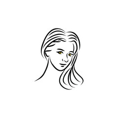 young beauty girl long hair salon spa  massage logo design 