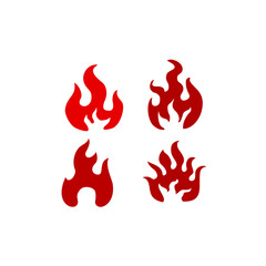 set of fire flame bbq barbeque burn logo design
