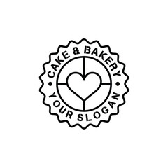 bakery with love icon stamp sticker label badge logo design 