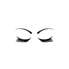 beauty natural long lash extensions closed eye logo design
