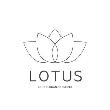 minimal line art lotus logo dan vector
