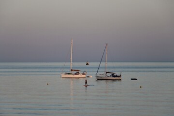 boats and paddle on the beach