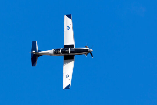 Luqa, Malta September 26, 2015: Greek Air Force Raytheon T-6A Texan II solo display.