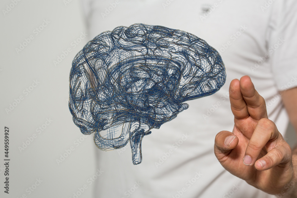 Leinwandbilder brain. low poly abstract digital human brain. neural network. iq testing