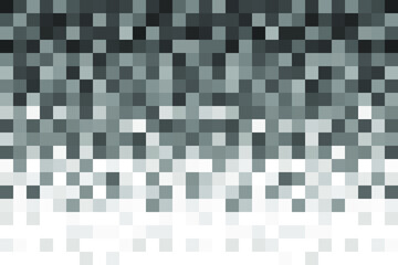 Fading pixel pattern background. Black and white pixel background. Vector illustration.