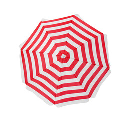 Open red striped beach umbrella isolated on white