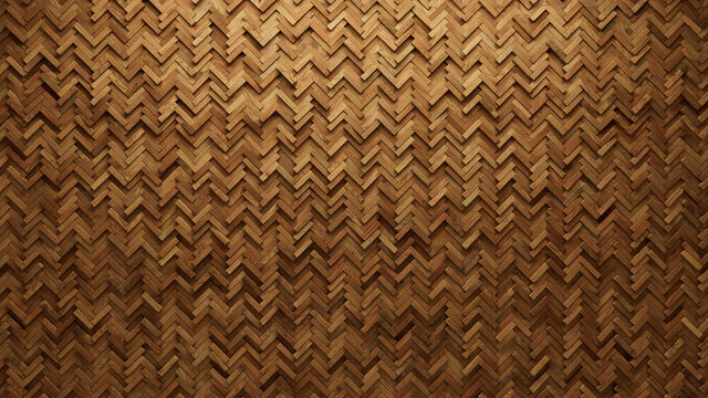 Wood, 3D Wall background with tiles. Timber, tile Wallpaper with Herringbone, Natural blocks. 3D Render