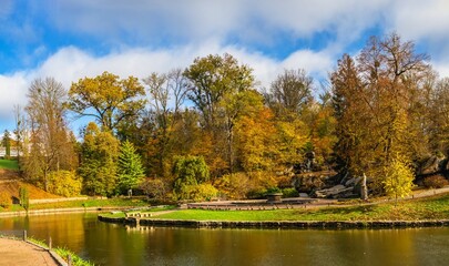 Big pond in the Sofiyivsky arboretum. Uman, Ukraine