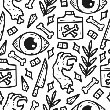 hand drawn tattoo doodle cartoon pattern design for clothing, wallpapers, backgrounds, posters, books, banners and more