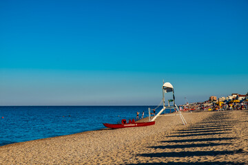 Lifeguard equipment in the beach of Numana, Ancona