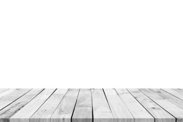 wooden table and floor on white background.