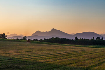Fototapeta na wymiar Colorful sunset in the fields of Friuli Venezia-Giulia