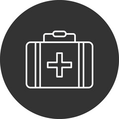 Briefcase Line Circle Inverted Vector Icon Design