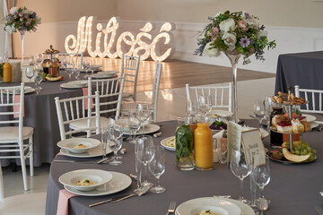 A wedding tabels. with plates and silverware