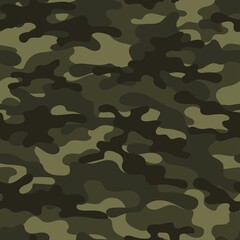 Fototapeta premium Camouflage texture green seamless pattern with grid. Abstract modern endless military bacnground for fabric and fashion textile print. Vector illustration.