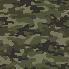 Fototapeta premium Camouflage texture seamless pattern green with grid. Abstract modern endless military bacnground for fabric and fashion textile print. Vector illustration.