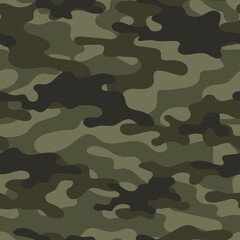 Camouflage background green. Seamless pattern vector