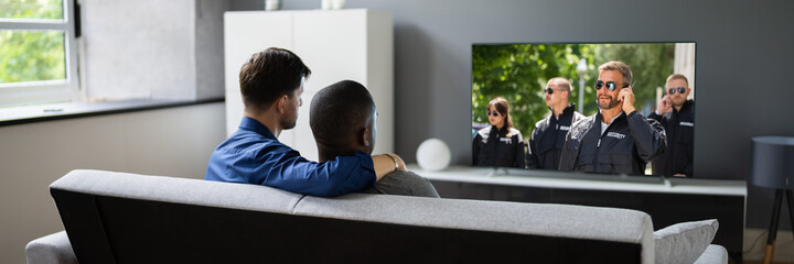 Gay Couple Watching TV Movie