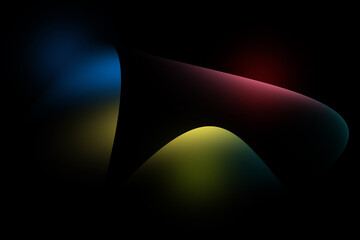 abstract background illustration in three dimensions of various colors black background