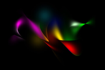 abstract background illustration in three dimensions of various colors black background