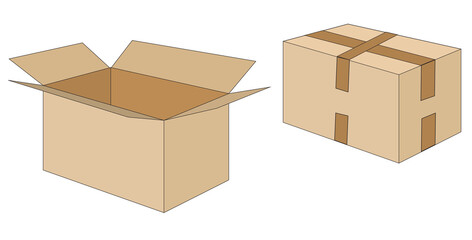 Open And Closed Cardboard Boxes