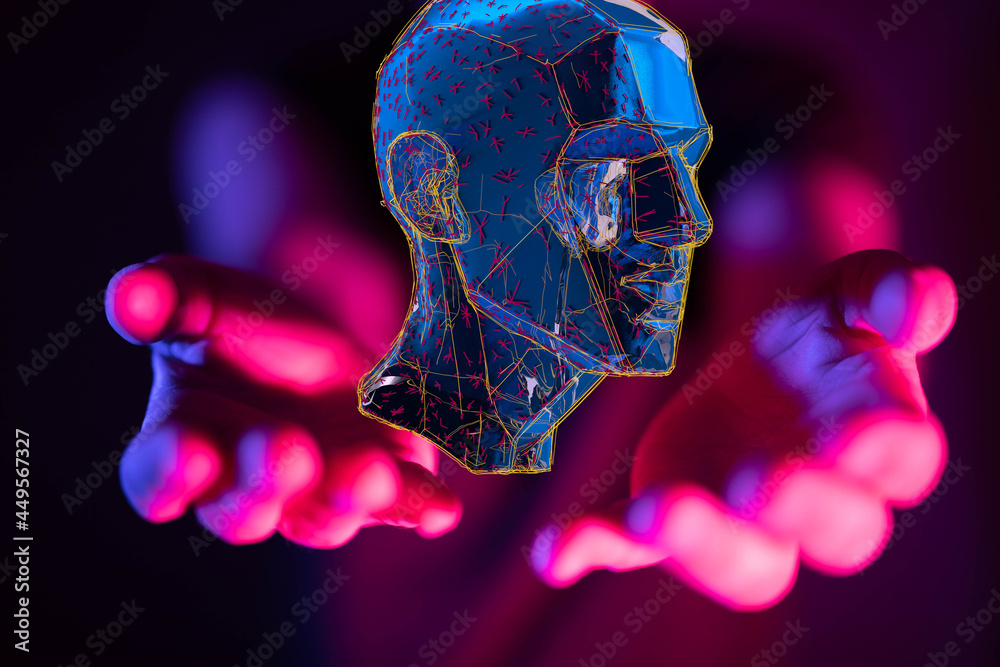 Poster Human head with network plexus structure