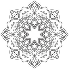 Leaf Flower Petal Coloring Mandala Art Simple Graphic Shape Vector Floral Oriental Outline Vintage Decorative Elements Pattern Illustration Islam Arabic Indian Turkish Mystic Religion Morals Lotus