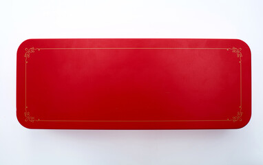 Closeup metal gift box for food, on white background