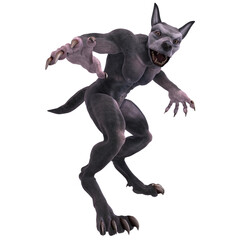 3d-illustration of an isolated giant fantasy werewolf creature
