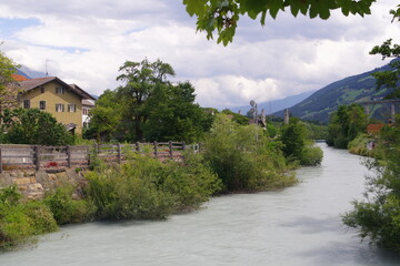 Fototapeta na wymiar Etsch bei Laas Vinschgau