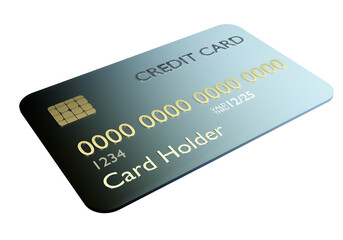 Realistic detailed credit card mockup. Black credit card on a white background. Credit card for using ATMs. It is turned upside down. Concept of the use of products by banks. 3d rendering