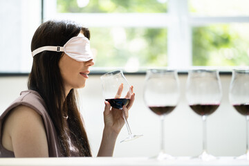 Blindfold Woman Blind Drink Taste