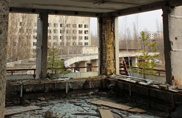 Fototapeta na wymiar Pripyat is an exclusion zone after Black Andbult nuclear disaster at the nuclear power plant.