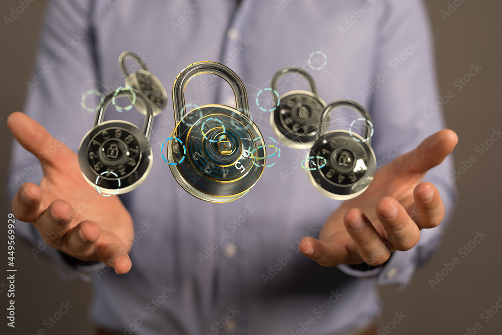 Poster personal data security illustrates cyber data or information