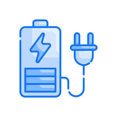 Battery vector blue colours icon style illustration. EPS 10 file